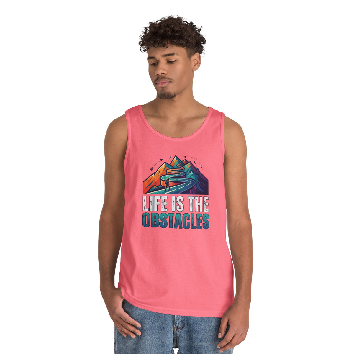 Color: Safety Pink | Life Is The Obstacles Tank Top