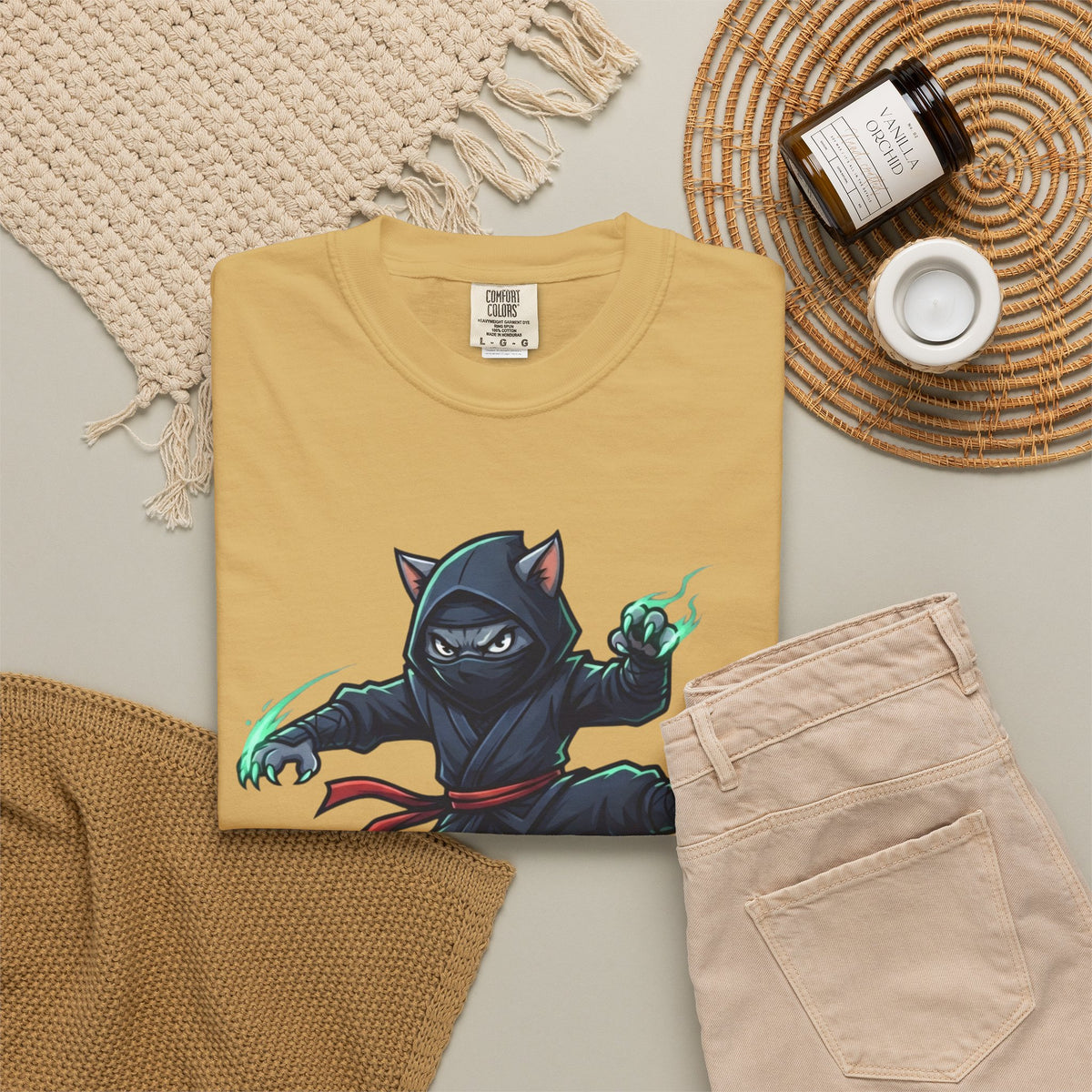 "Ninja Cat Credible" Unisex Garment-Dyed Tee