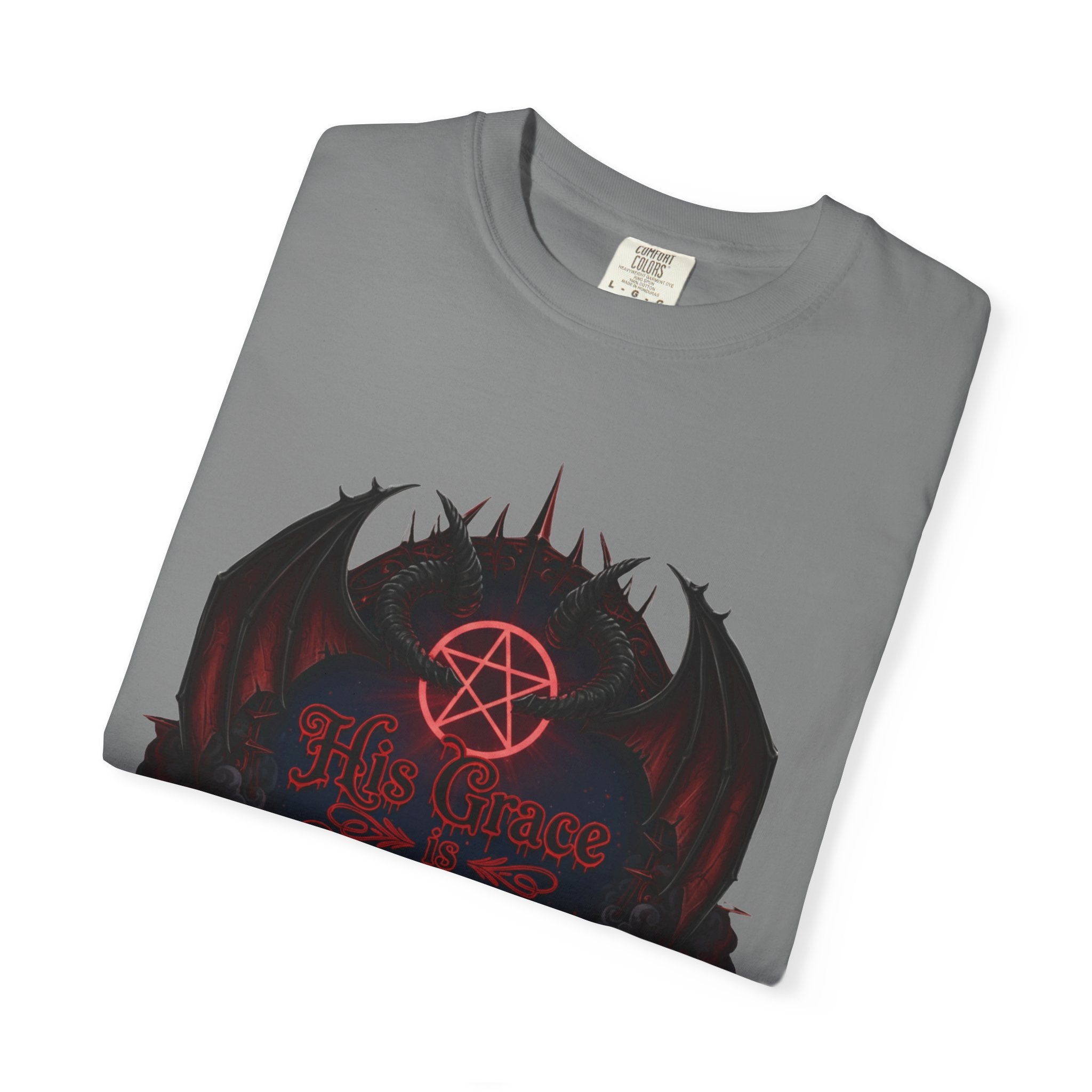 "His Grace is Sufficient Gothic T-Shirt" Unisex Garment-Dyed T-shirt