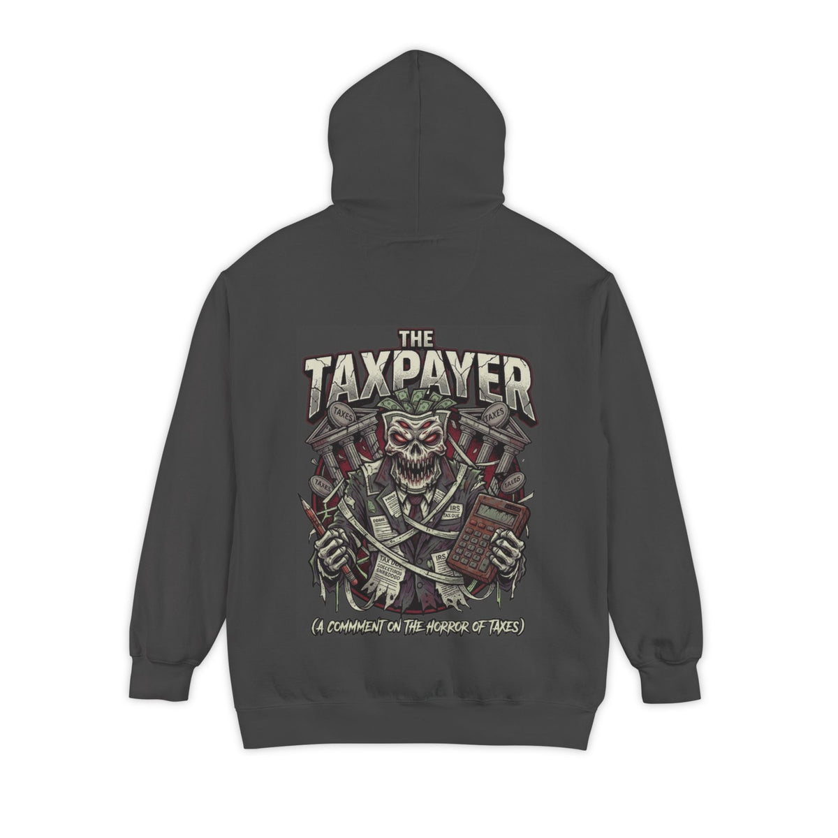 Color: Pepper | Horror of Taxes Garment-Dyed Hoodie
