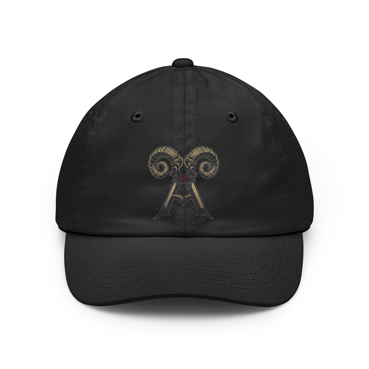 Color: Black | Floral Monogram Aries Dad Hat — Graphic