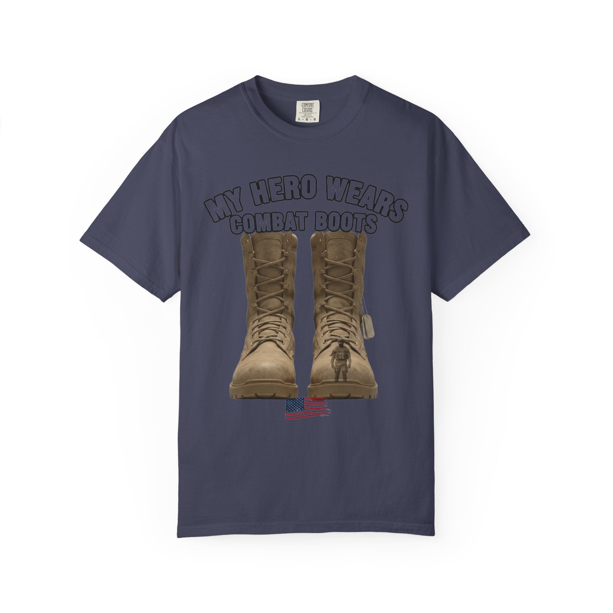 "My Hero Wears Combat Boots" Unisex Garment-Dyed T-shirt