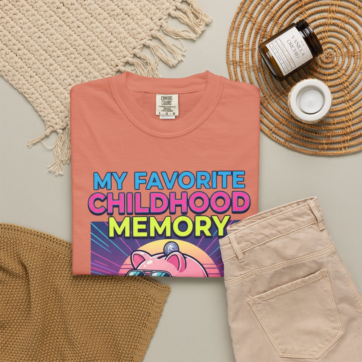 "Favortie Childhood Memories - Not Paying Bills" Unisex Garment-Dyed Tee