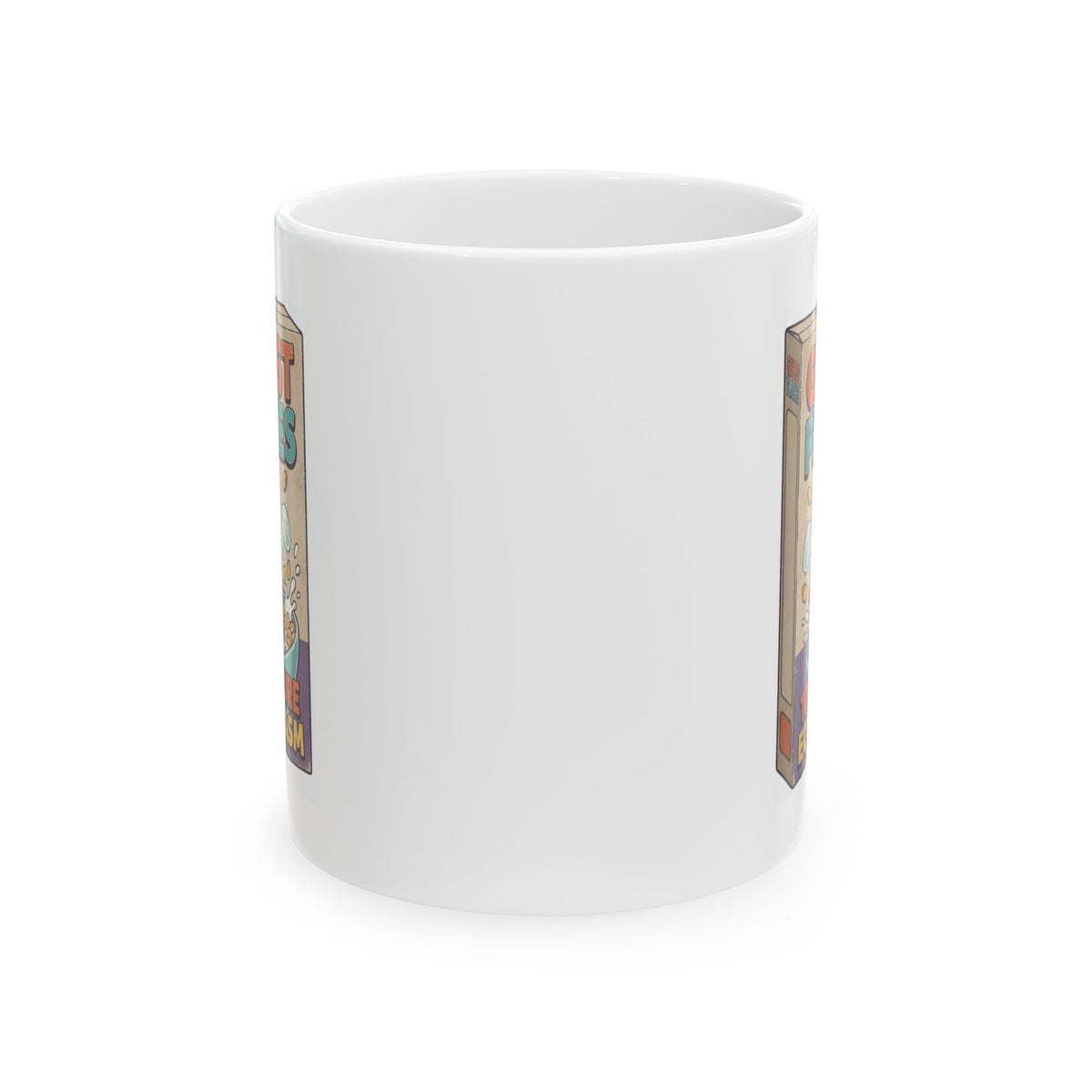 "Ghost Flakes" White Ceramic Mug