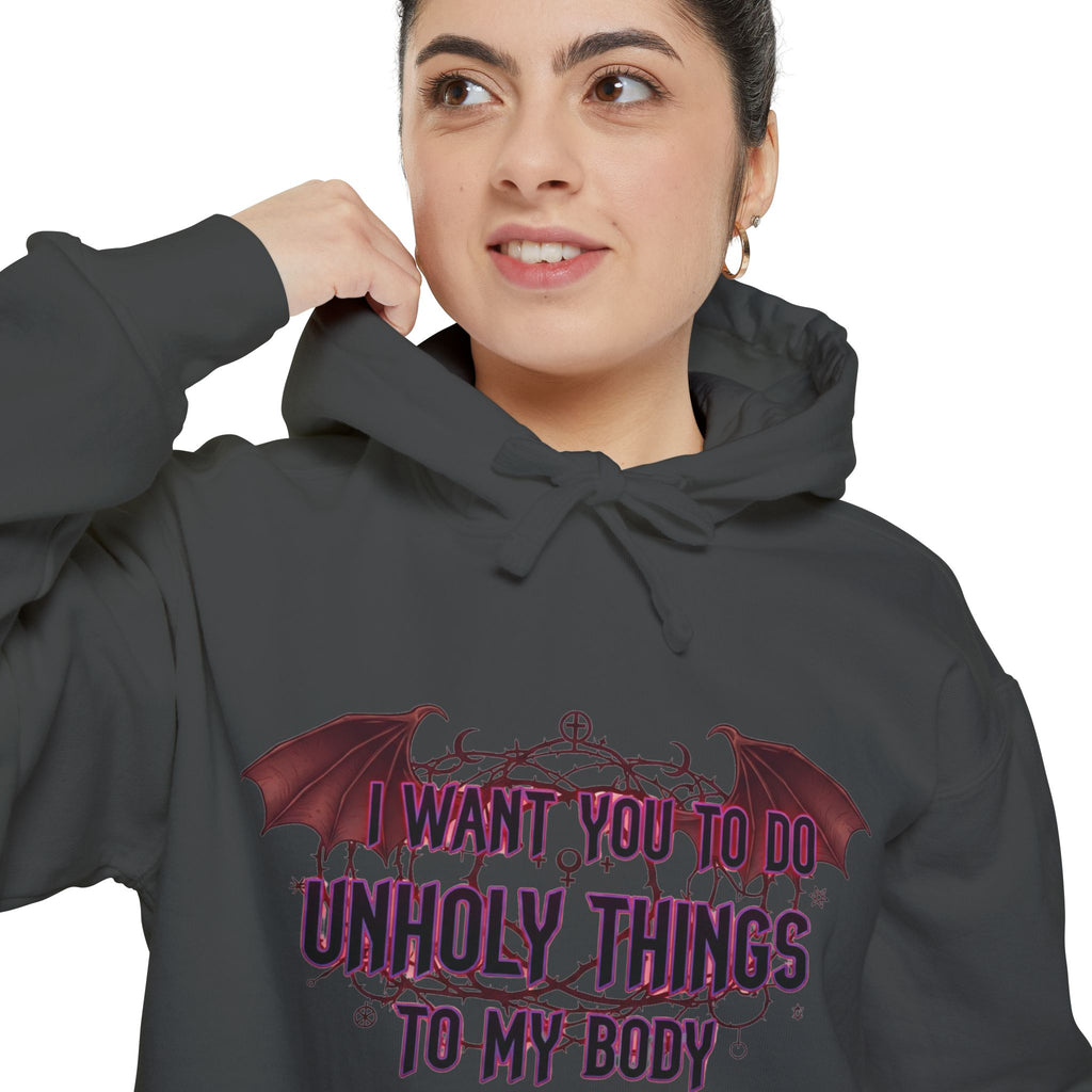 Unholy Things – Sin Responsibly | Garment-Dyed Hoodie — AttitudeShirts