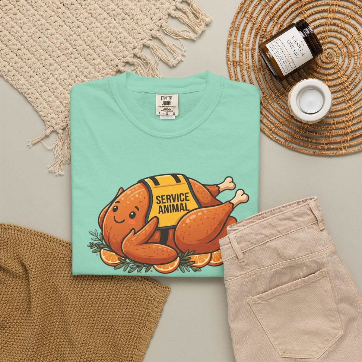 "Emotional Support Turkey" Unisex Garment-Dyed Tee