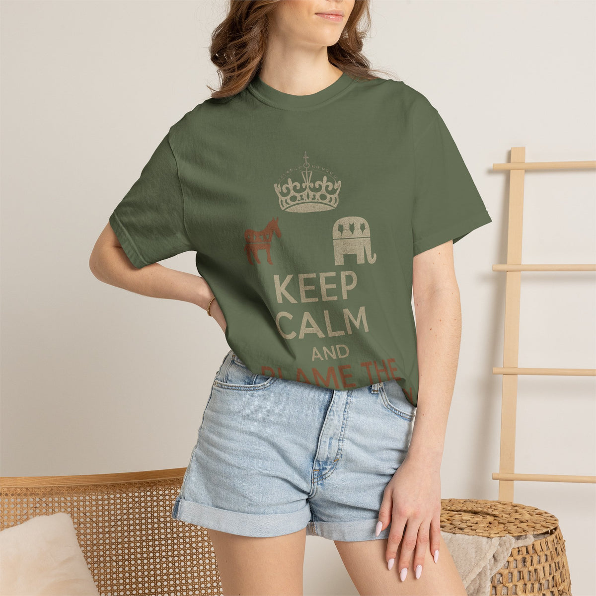 ""KEEP CALM AND BLAME THE OTHER PARTY" Unisex Garment-Dyed T-shirt