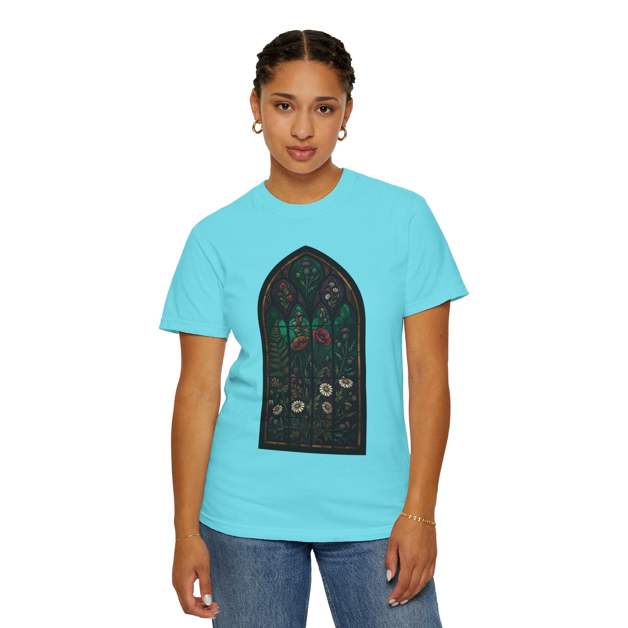"Stained Glass Floral" Unisex Garment-Dyed Tee