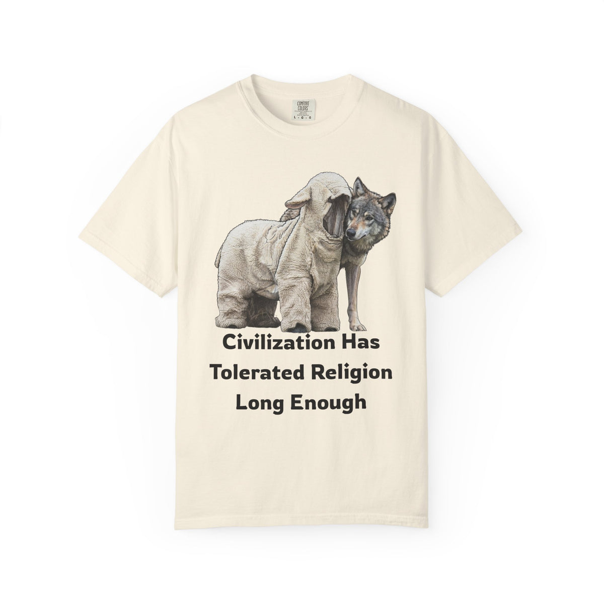 Color: Ivory | Civilization Tolerated Religion Unisex Garment-Dyed Tee