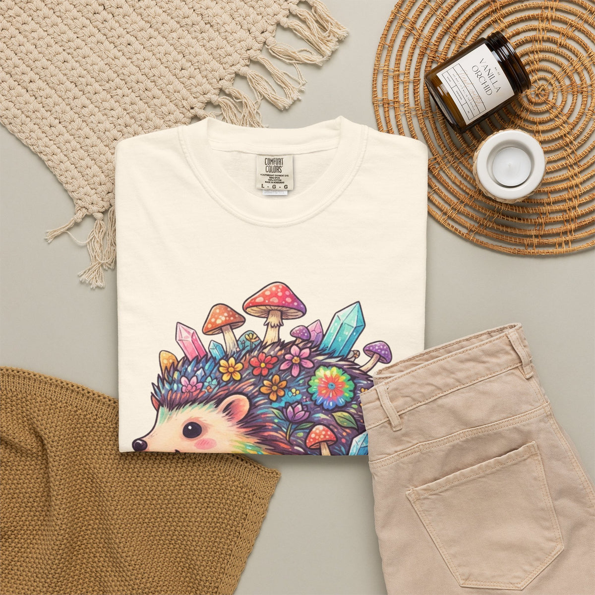 Hippy Hedgehog Unisex Garment-Dyed Tee