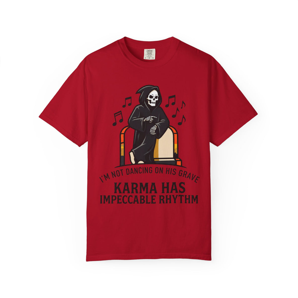 Color: Red | Dancing On Grave Unisex Garment-Dyed Tee