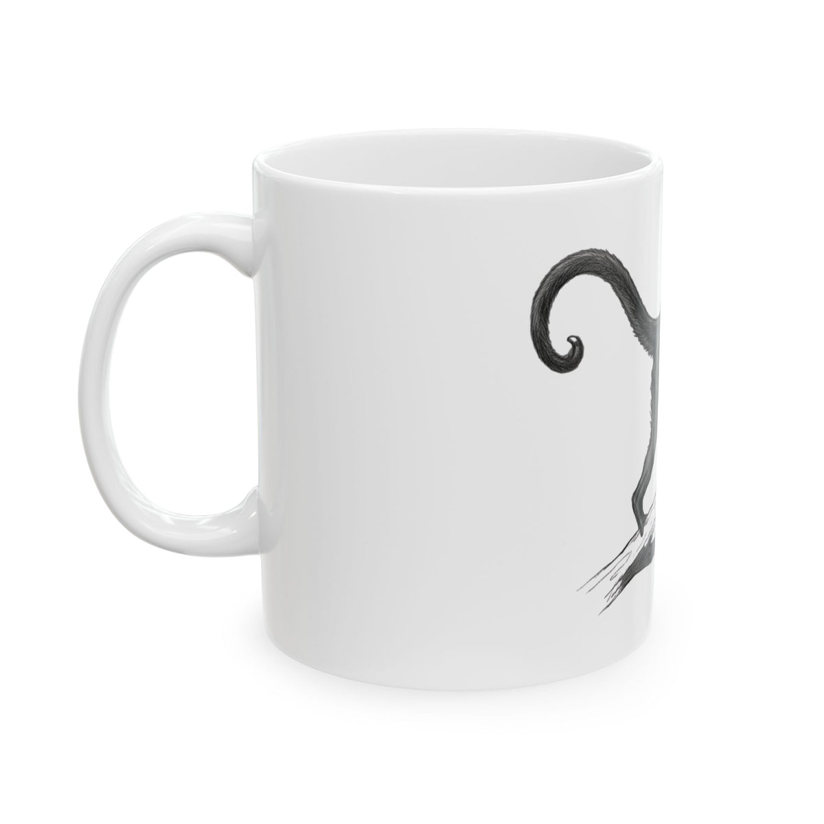 "Pencil Sketch Art Spider Monkey" White Ceramic Mug