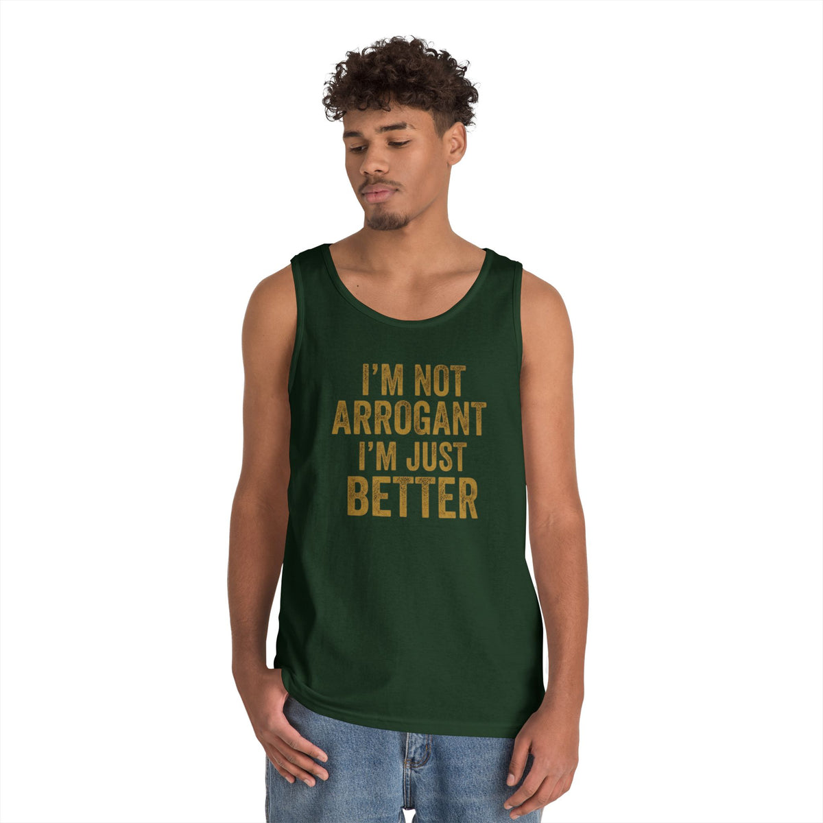 Color: Forest Green | I'm Not Arrogant Tank Top