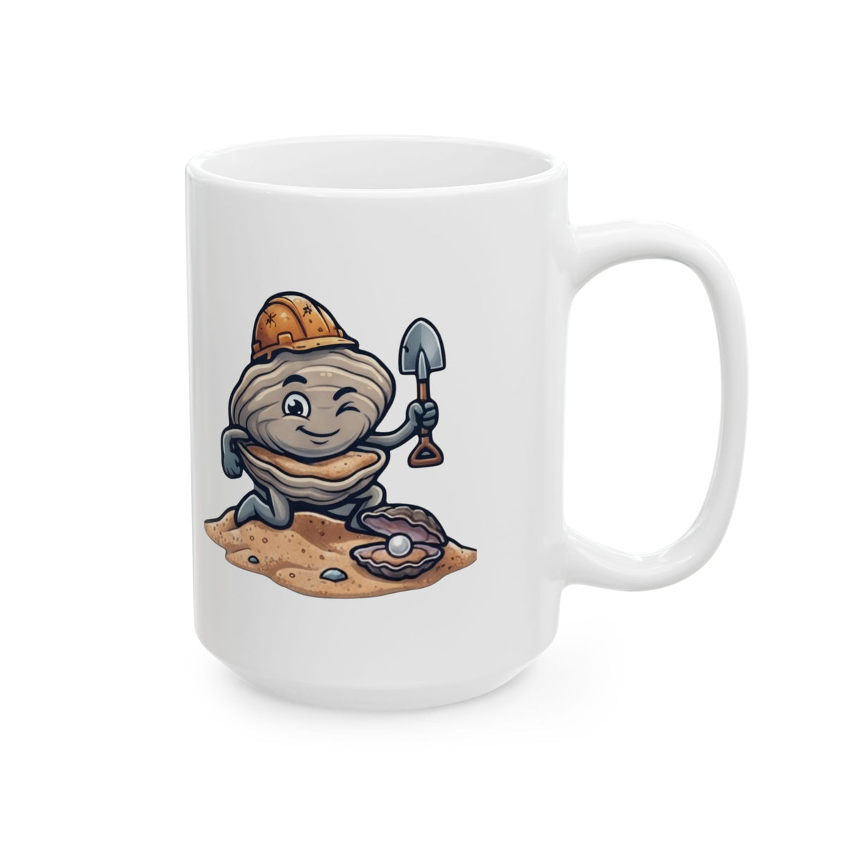"Digging For The Big Pearl" White Ceramic Mug — Graphic