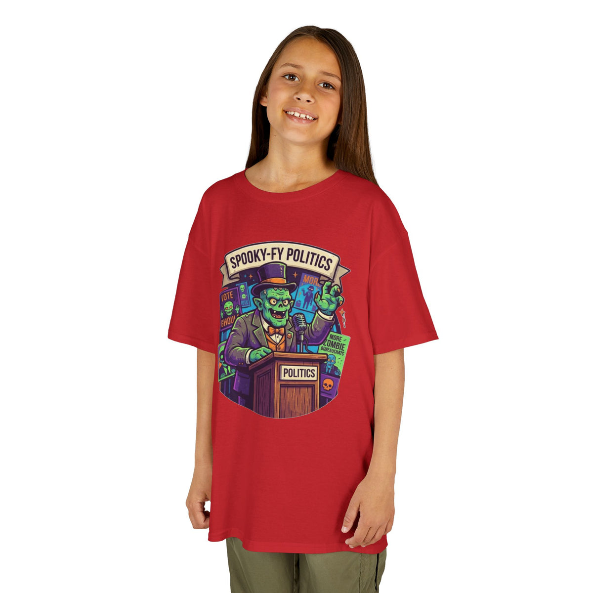 Color: Red | Spooky-Fy Politics Kids Tee