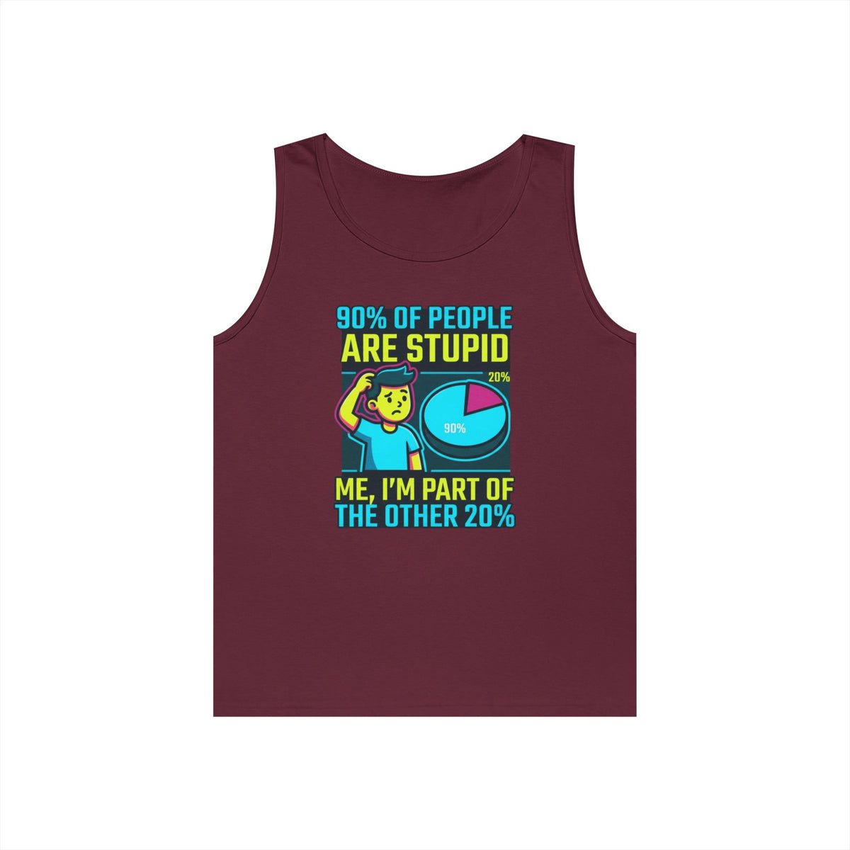 Color: Maroon | 90% Of People Are Stupid Tank Top