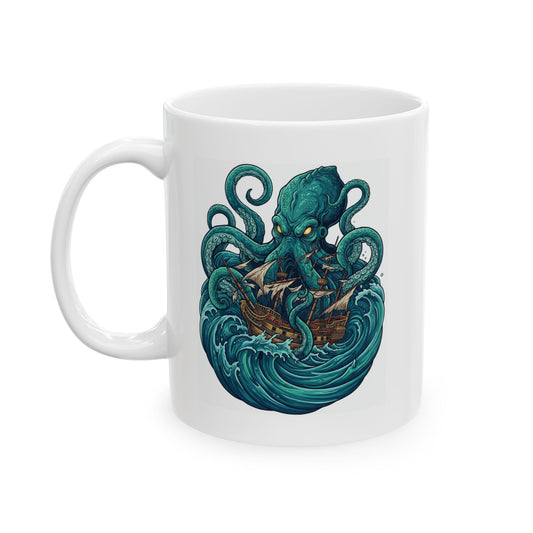 "The Kraken (Norse-Global Maritime)" White Ceramic Mug