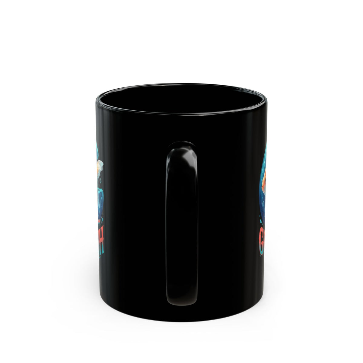 "Go Fish" Black Ceramic Mug