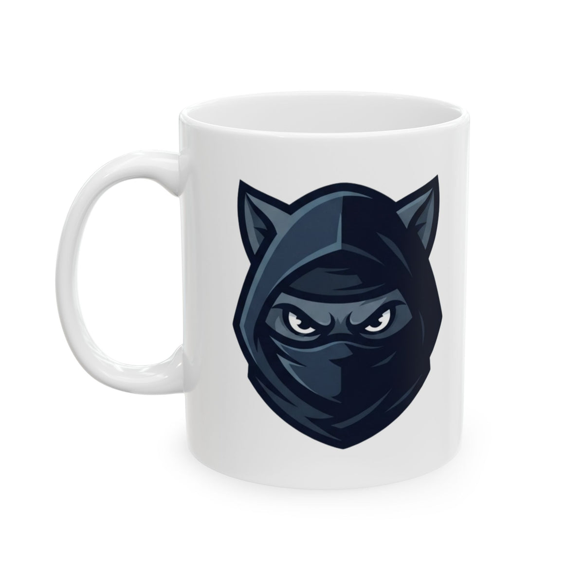 "Ninja Cat Credible" White Ceramic Mug — Graphic