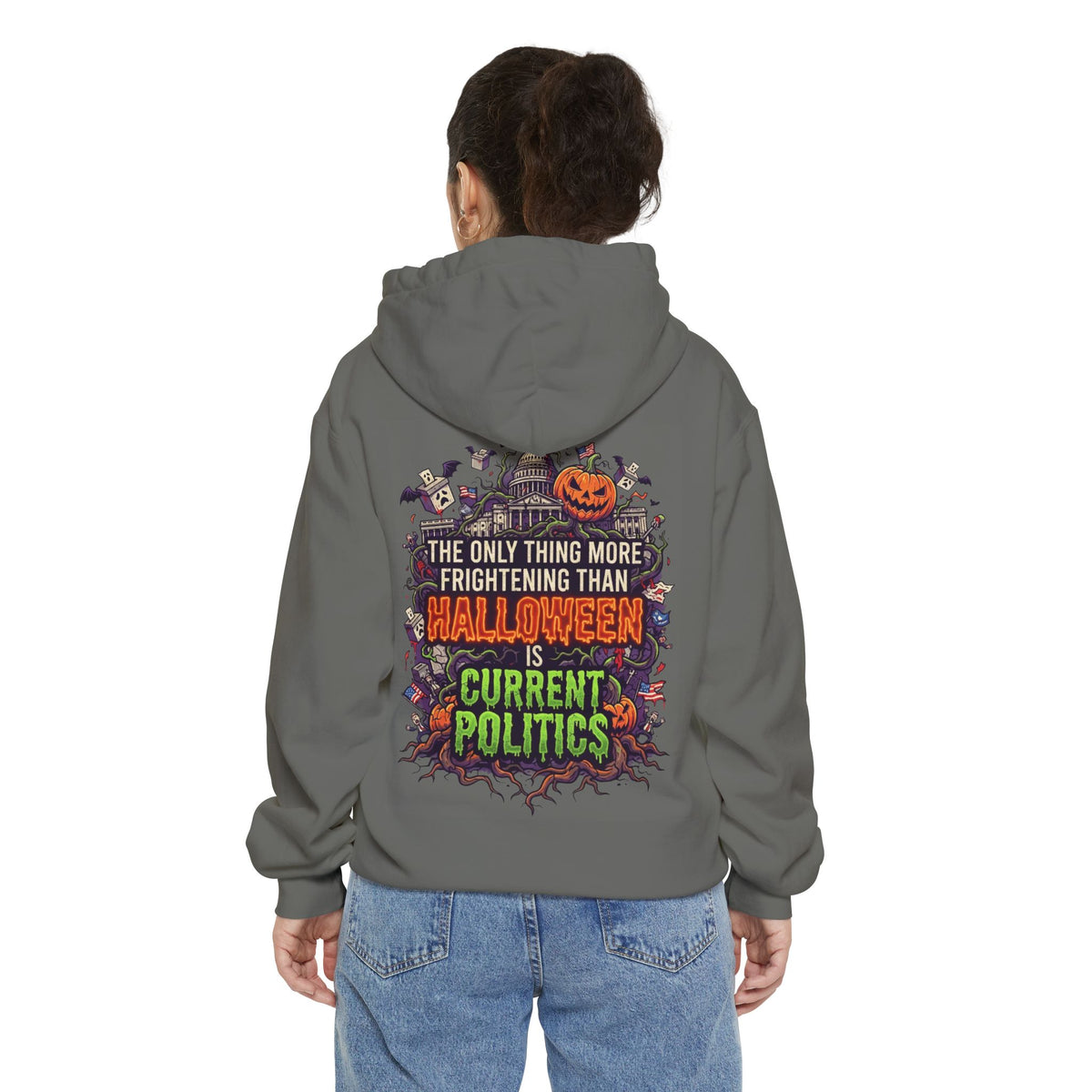 Color: Grey | Current Politics Garment-Dyed Hoodie