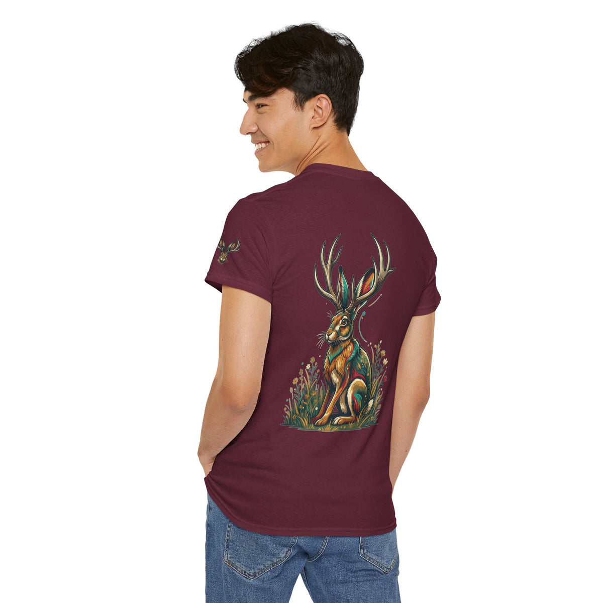 Color: Maroon | Jackalope (American Folklore) Premium Graphic Tee