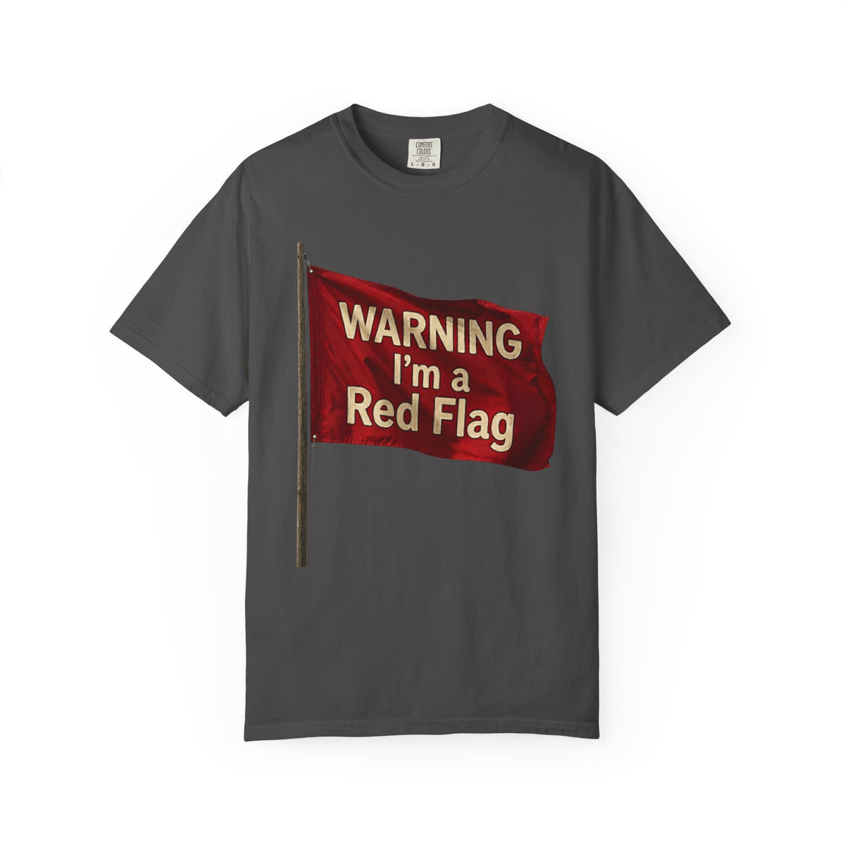 Color: Graphite | Warning I'm A Red Flag Unisex Garment-Dyed Tee