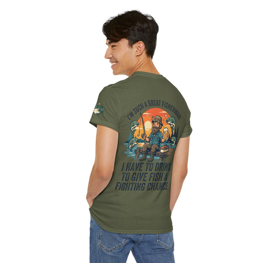 Color: Military Green | Drink to Give Fish a Fighting Chance Premium Graphic Tee