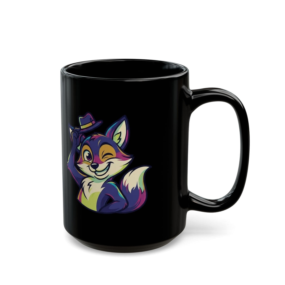 "Mischievous" Black Ceramic Mug — Graphic