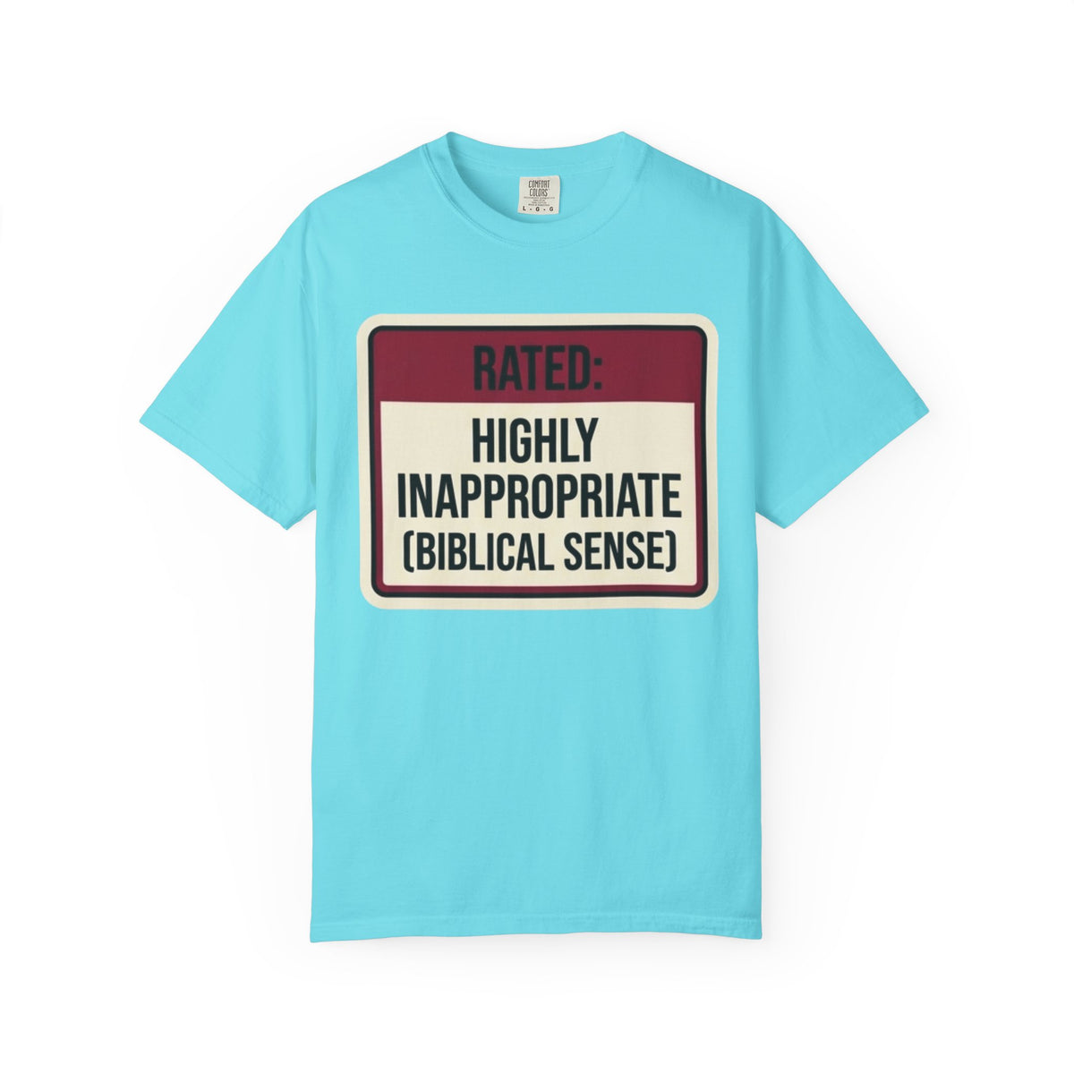 Color: Lagoon Blue | Good Book Series Highly Inappropriate Unisex Garment-Dyed Tee