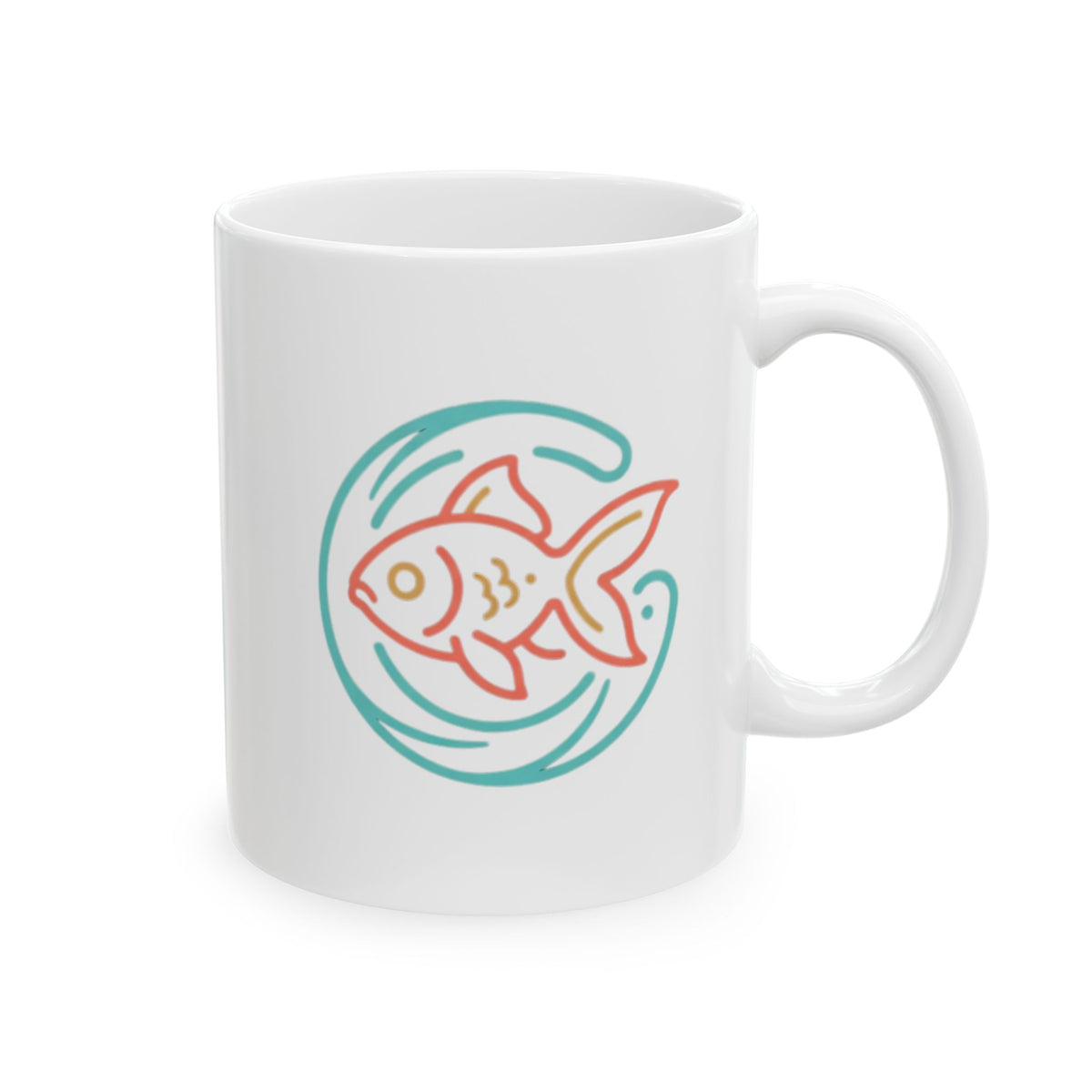 "Go Fish" White Ceramic Mug — Graphic
