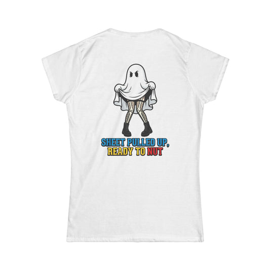 Color: White | Sheet Pulled Up Ready to Nut Women's Tee