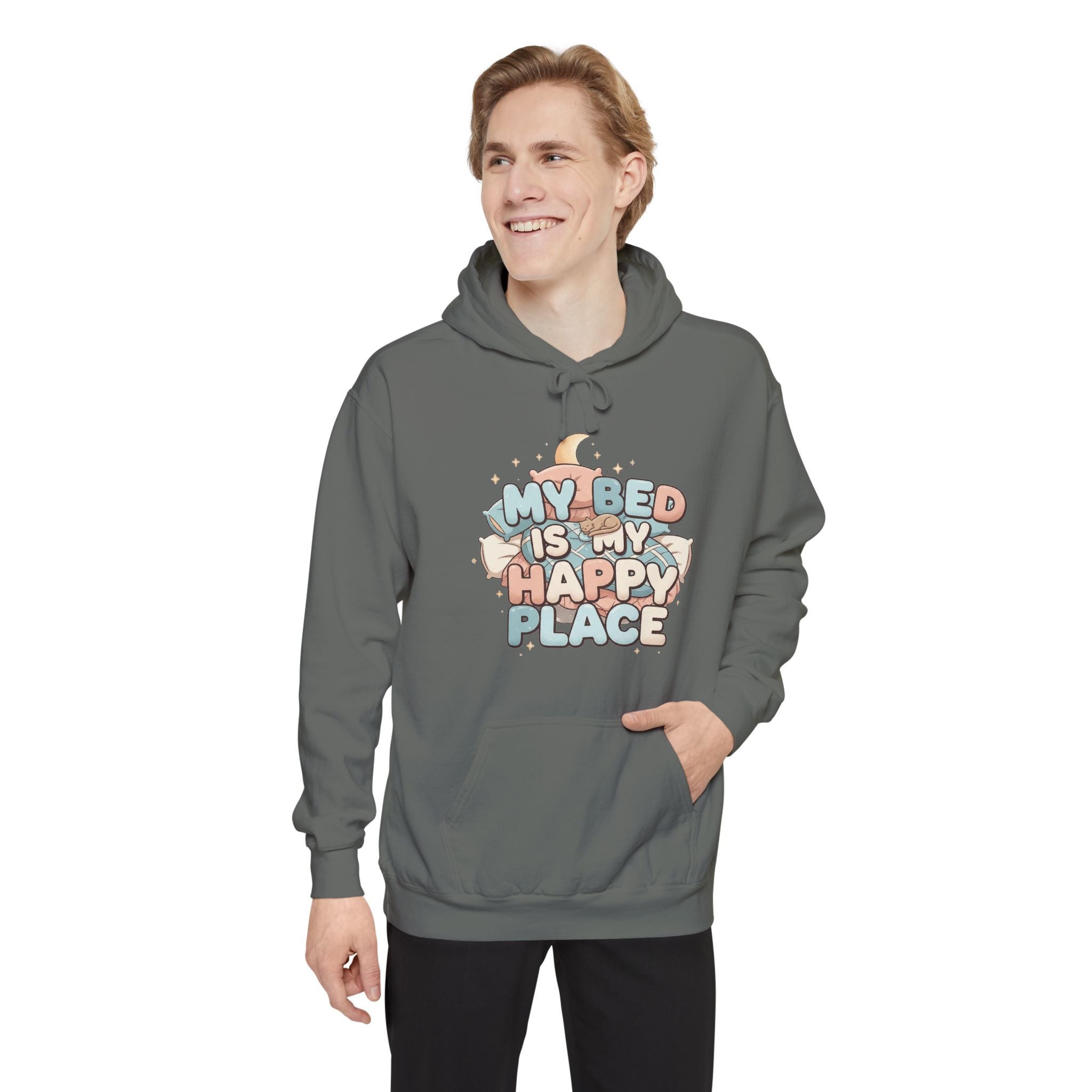 Bed > People: A Love Story | Garment-Dyed Hoodie — AttitudeShirts