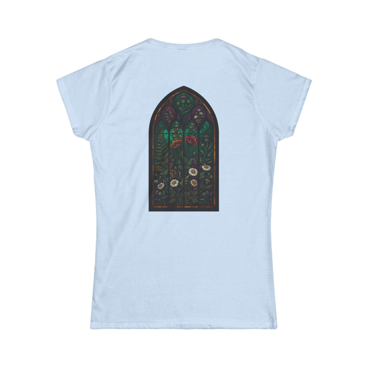 Color: Light Blue | Stained Glass Floral Women's Tee