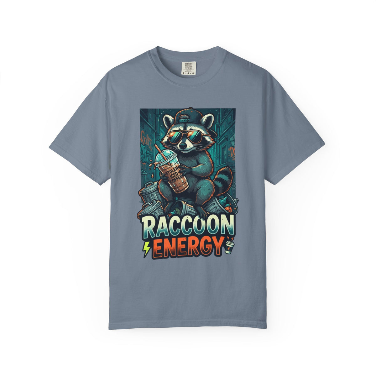 "Raccoon Energy" Unisex Garment-Dyed Tee