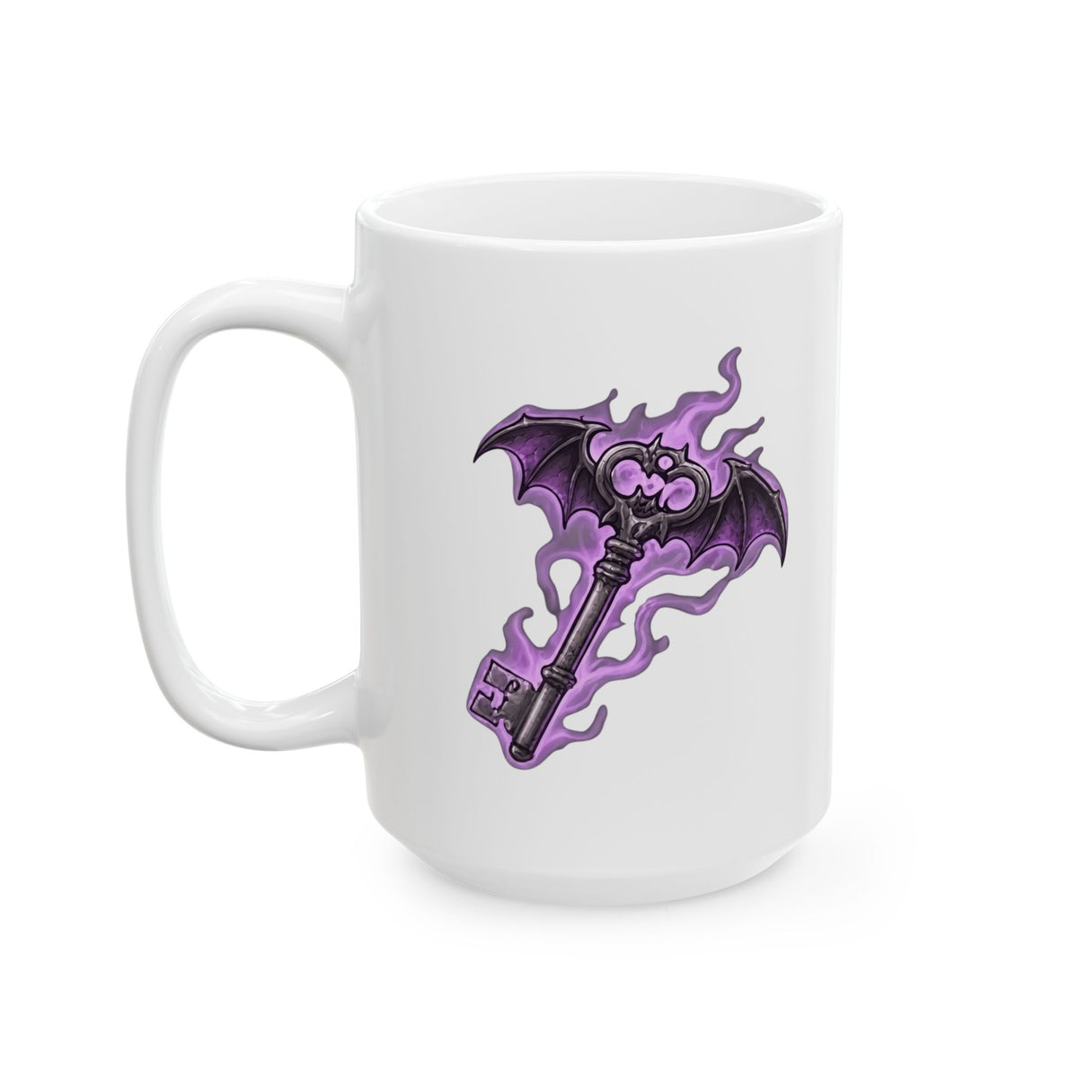 "Skeleton Key" White Ceramic Mug — Graphic