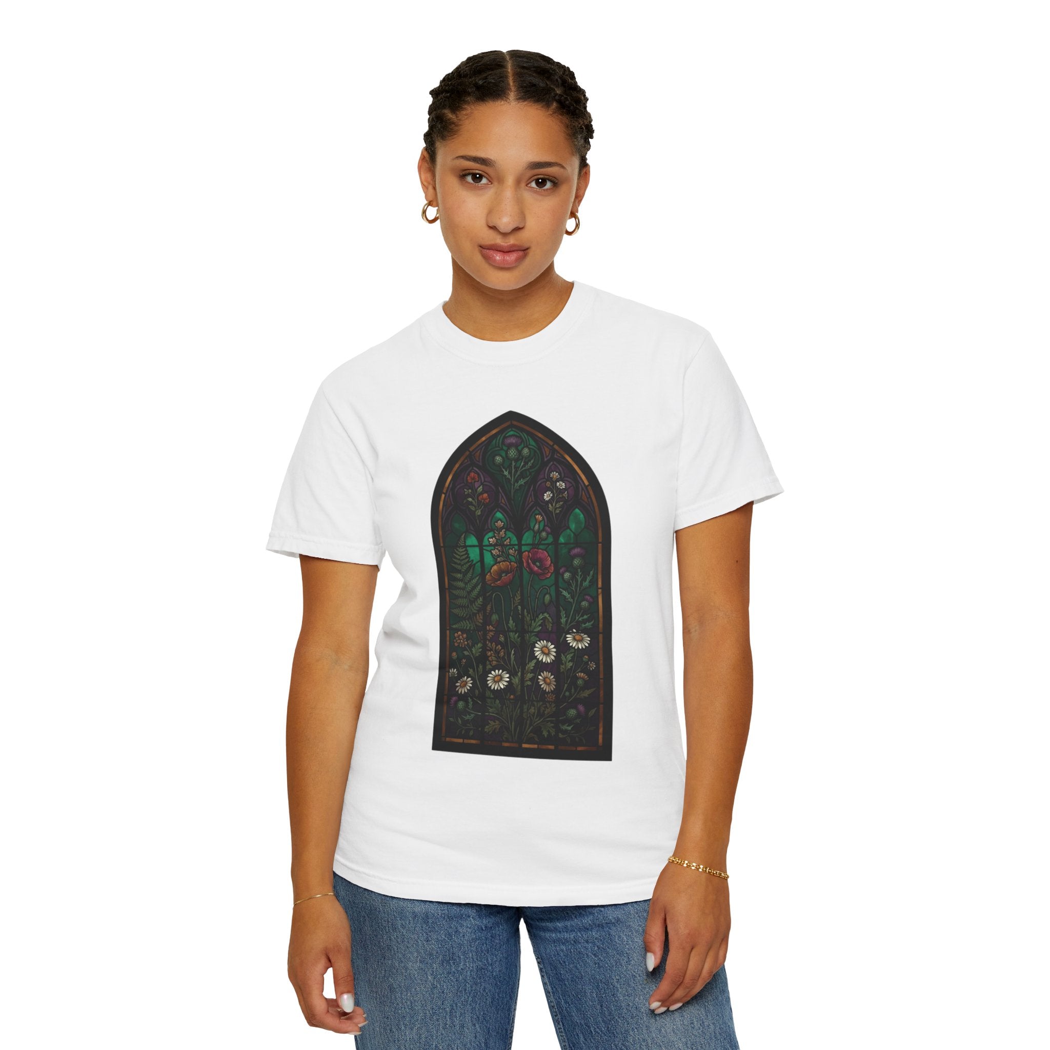 "Stained Glass Floral" Unisex Garment-Dyed Tee