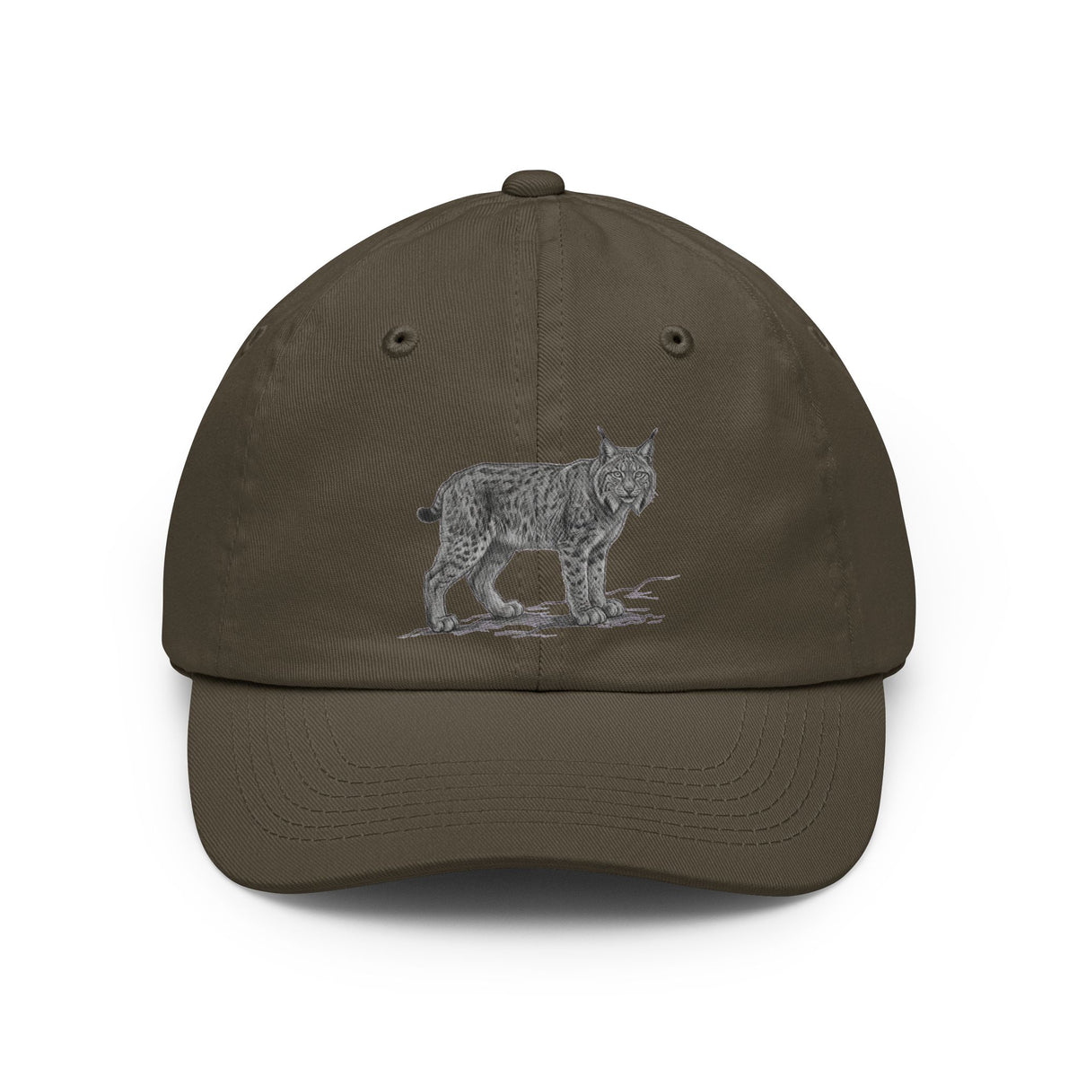 Color: Olive | Pencil Sketch Art Lynx Dad Hat