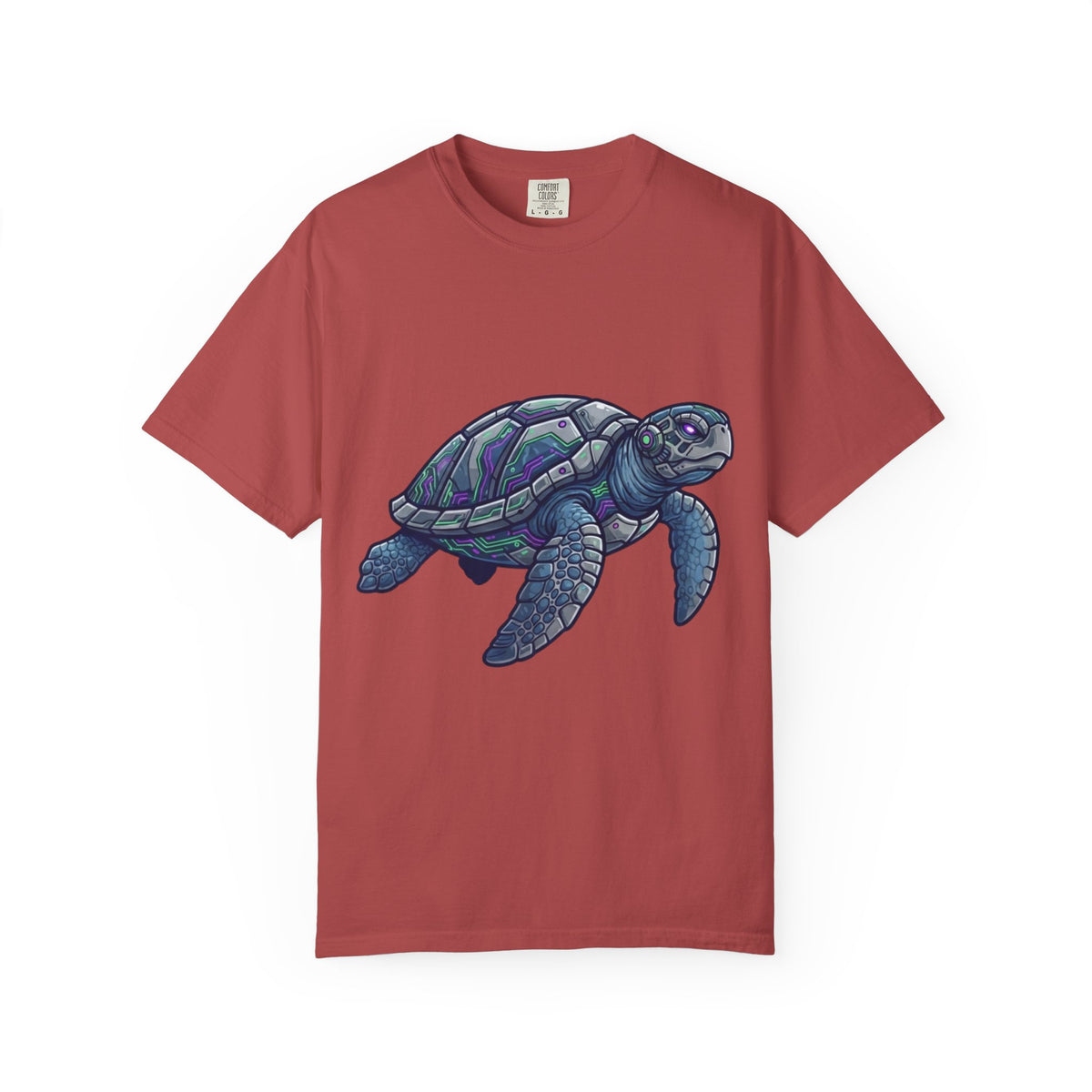 Color: Crimson | Cyber Turtle Unisex Garment-Dyed Tee