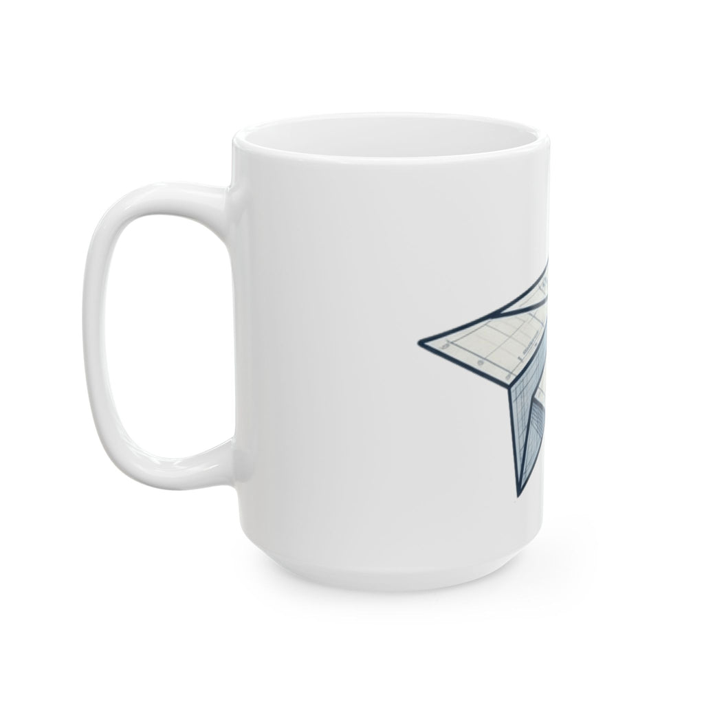 "Paper Plane Porterhouse" White Ceramic Mug — Graphic