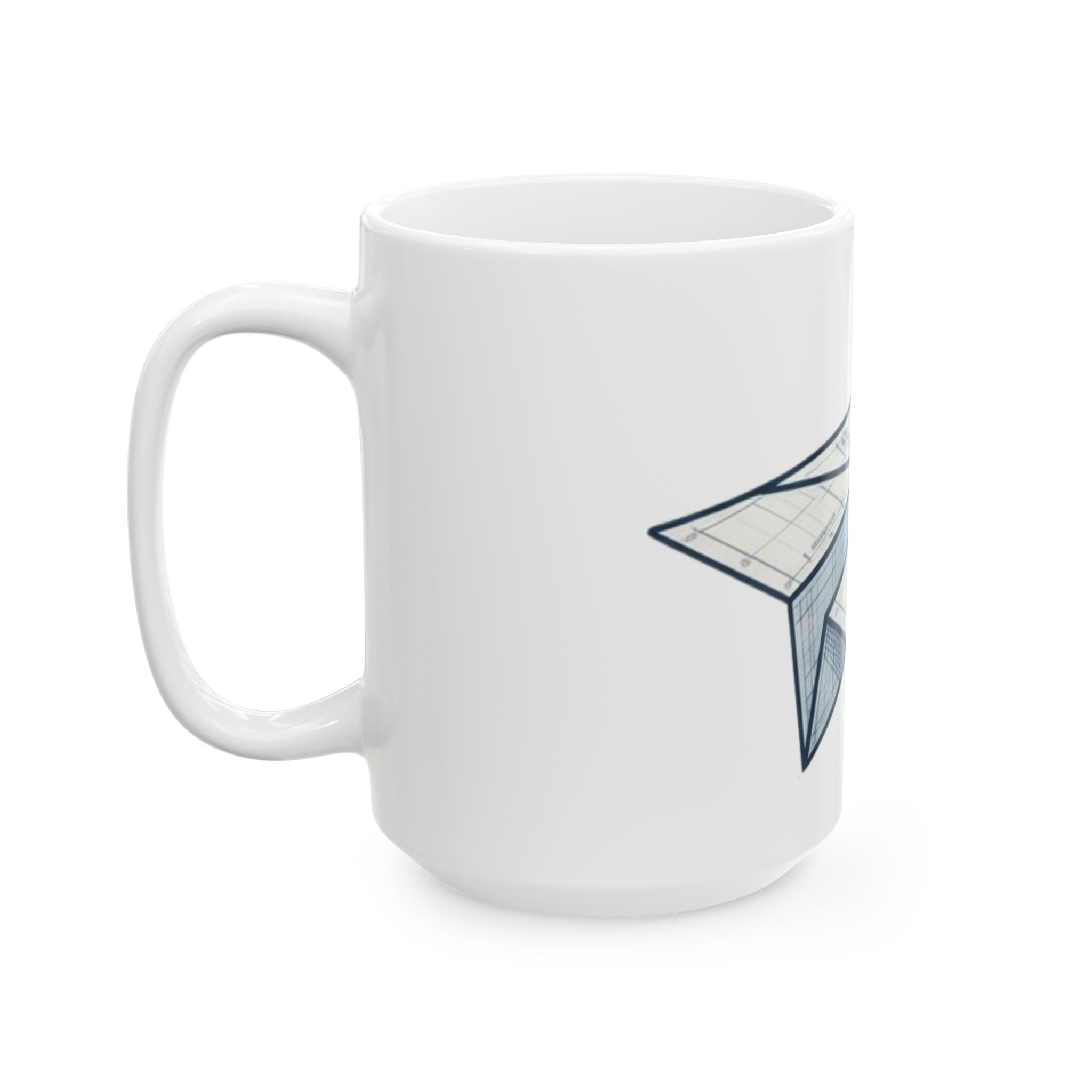 "Paper Plane Porterhouse" White Ceramic Mug — Graphic