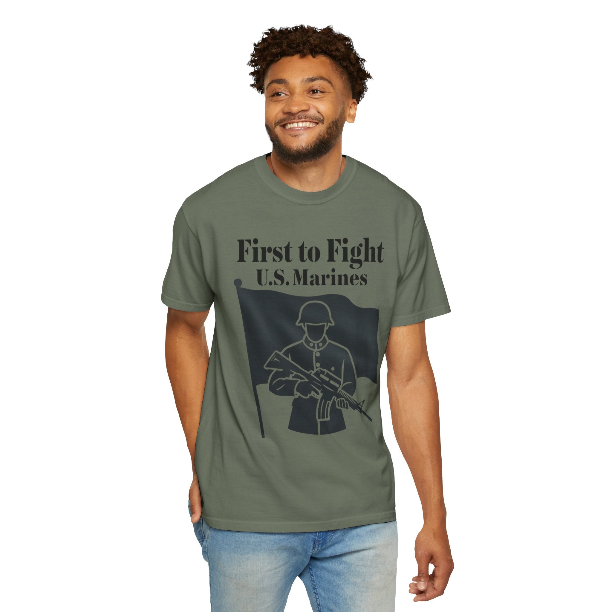 "First to Fight" Unisex Garment-Dyed T-shirt
