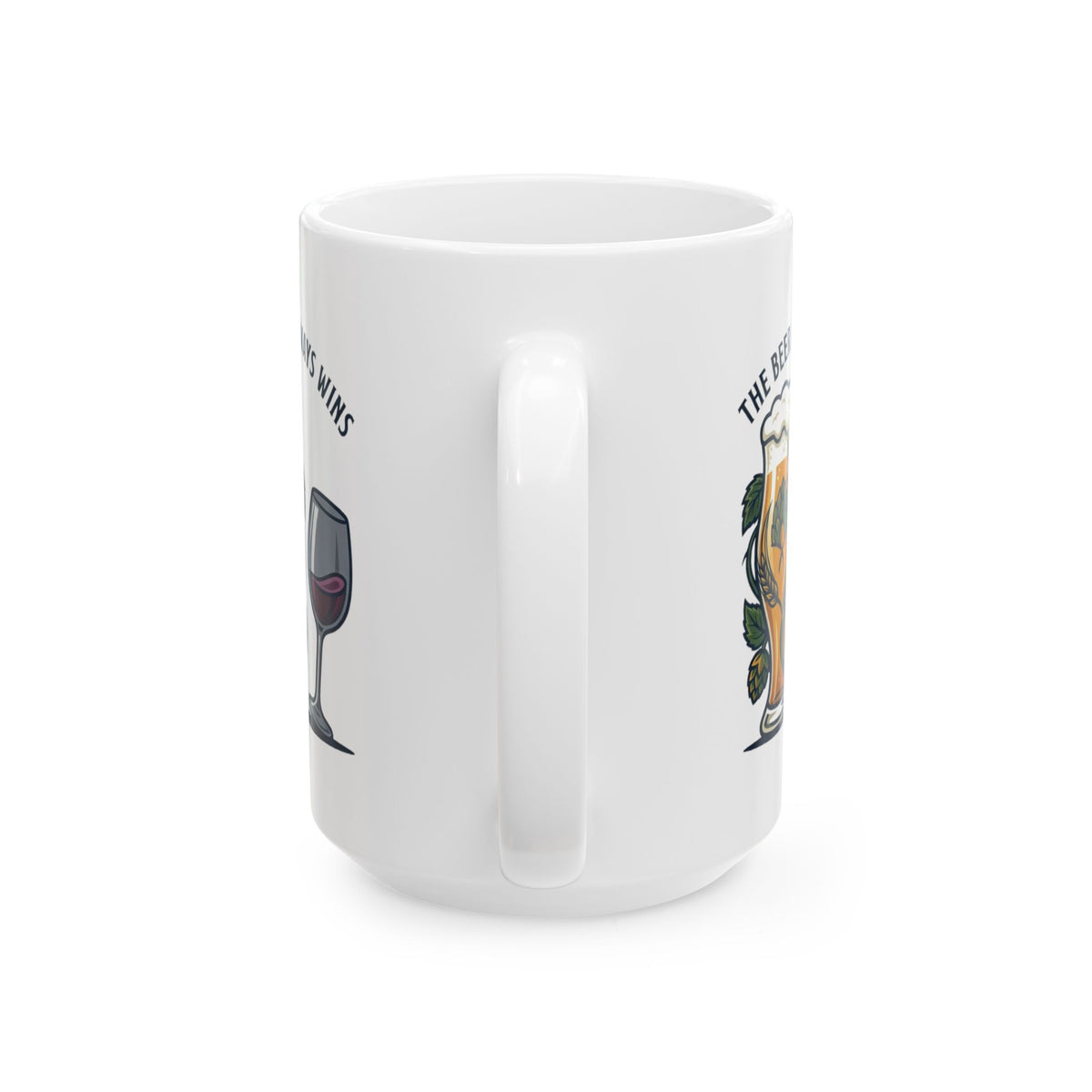 "The Beer Always Wins" White Ceramic Mug