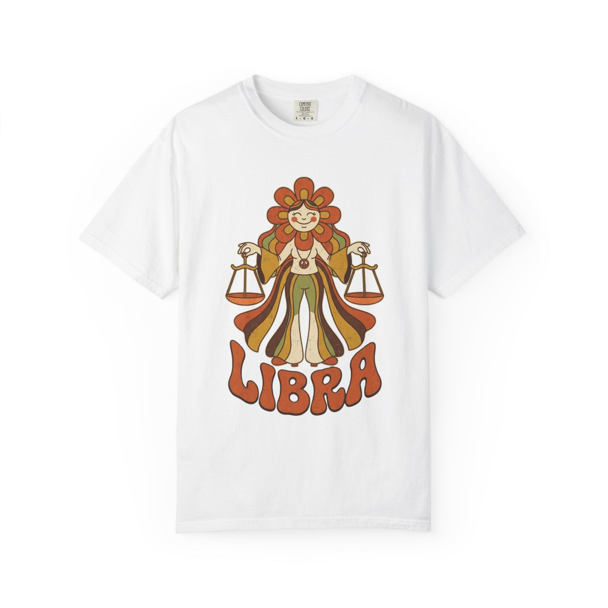 "Retro Mascot Groovy Libra" Unisex Garment-Dyed Tee