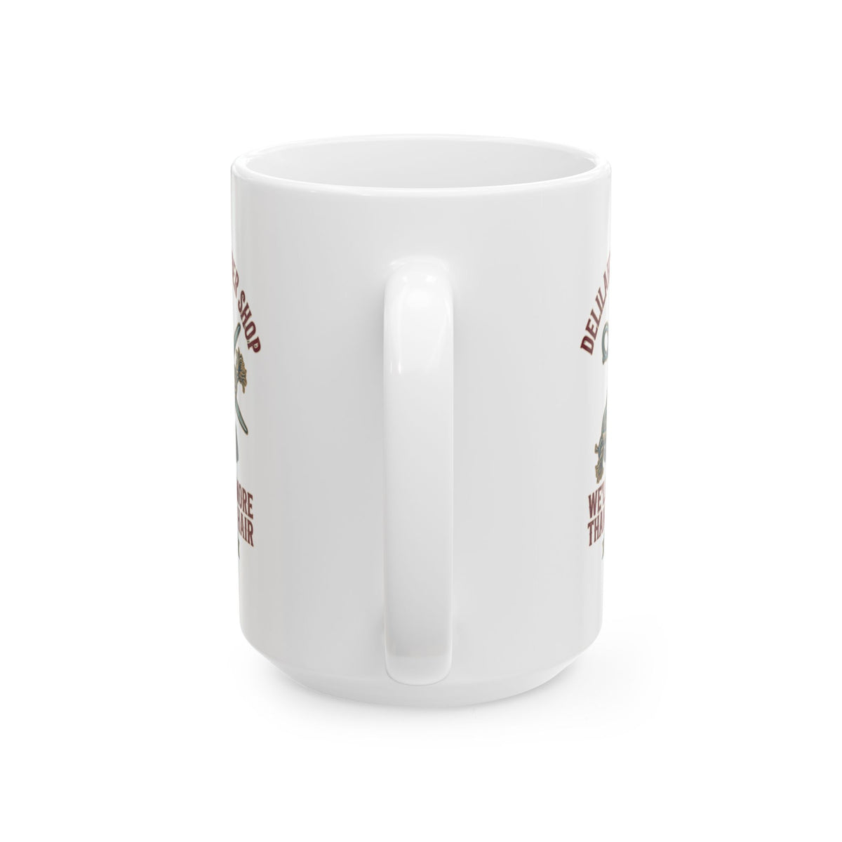 "Good Book Series Delilah's Barber Shop" White Ceramic Mug