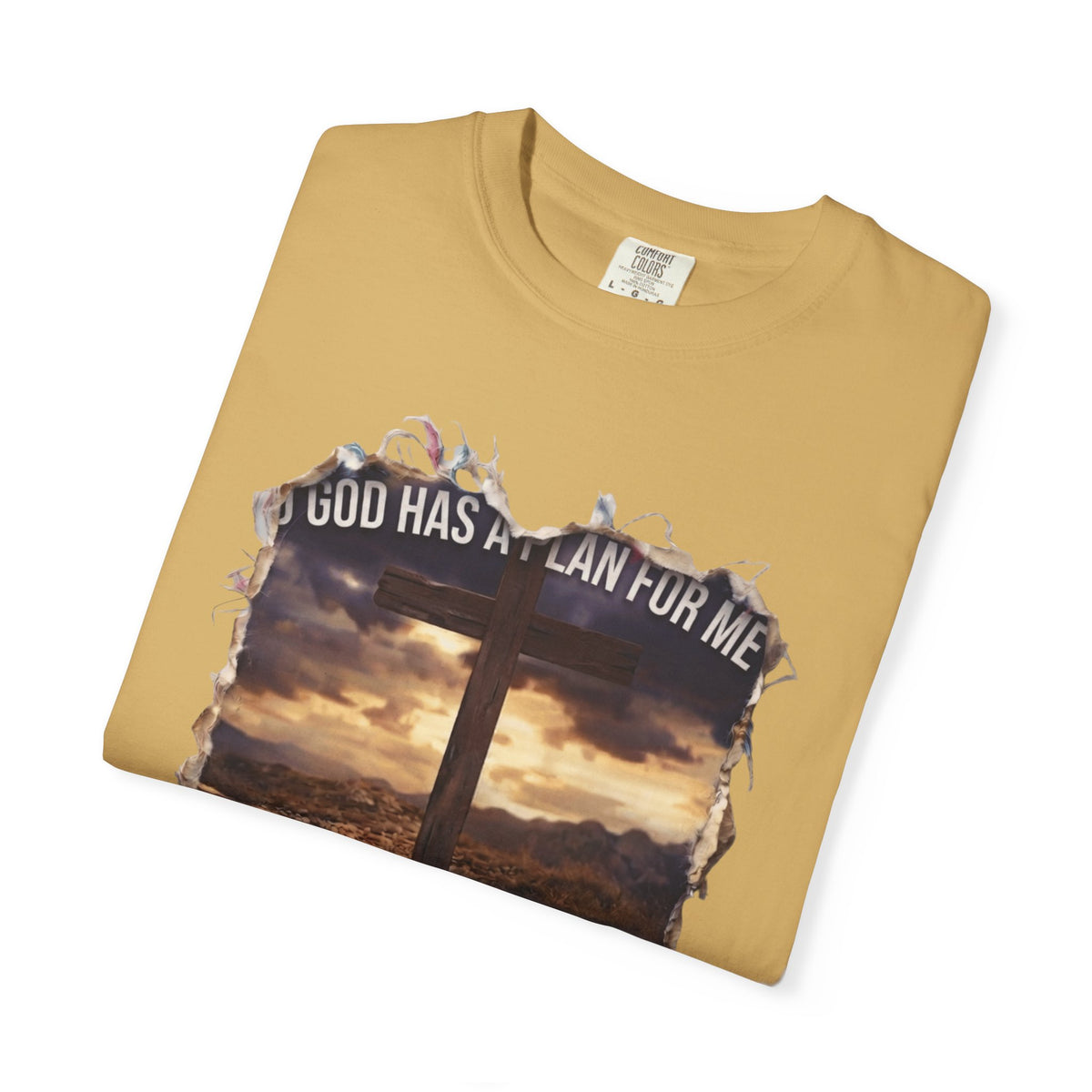 "God Has A Plan For Me" Unisex Garment-Dyed Tee