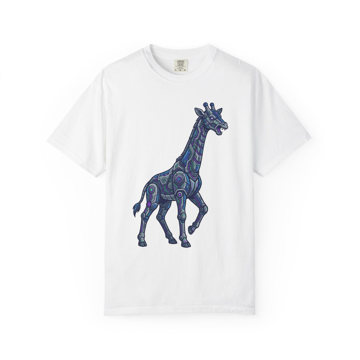 Color: White | Cyber Giraffe Unisex Garment-Dyed Tee