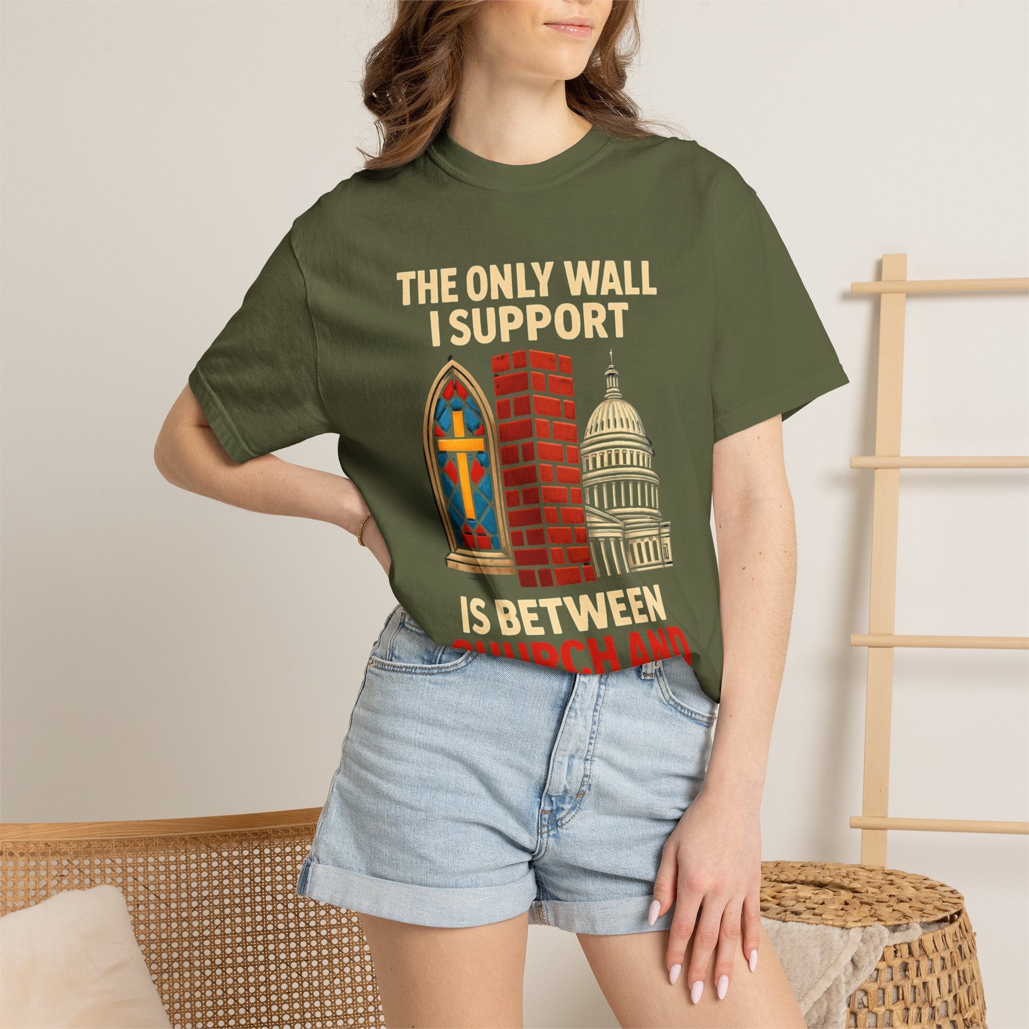 "The Only Wall I Support" Unisex Garment-Dyed T-shirt