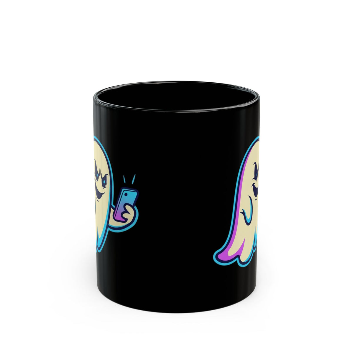 "Ghosting" Black Ceramic Mug — Graphic