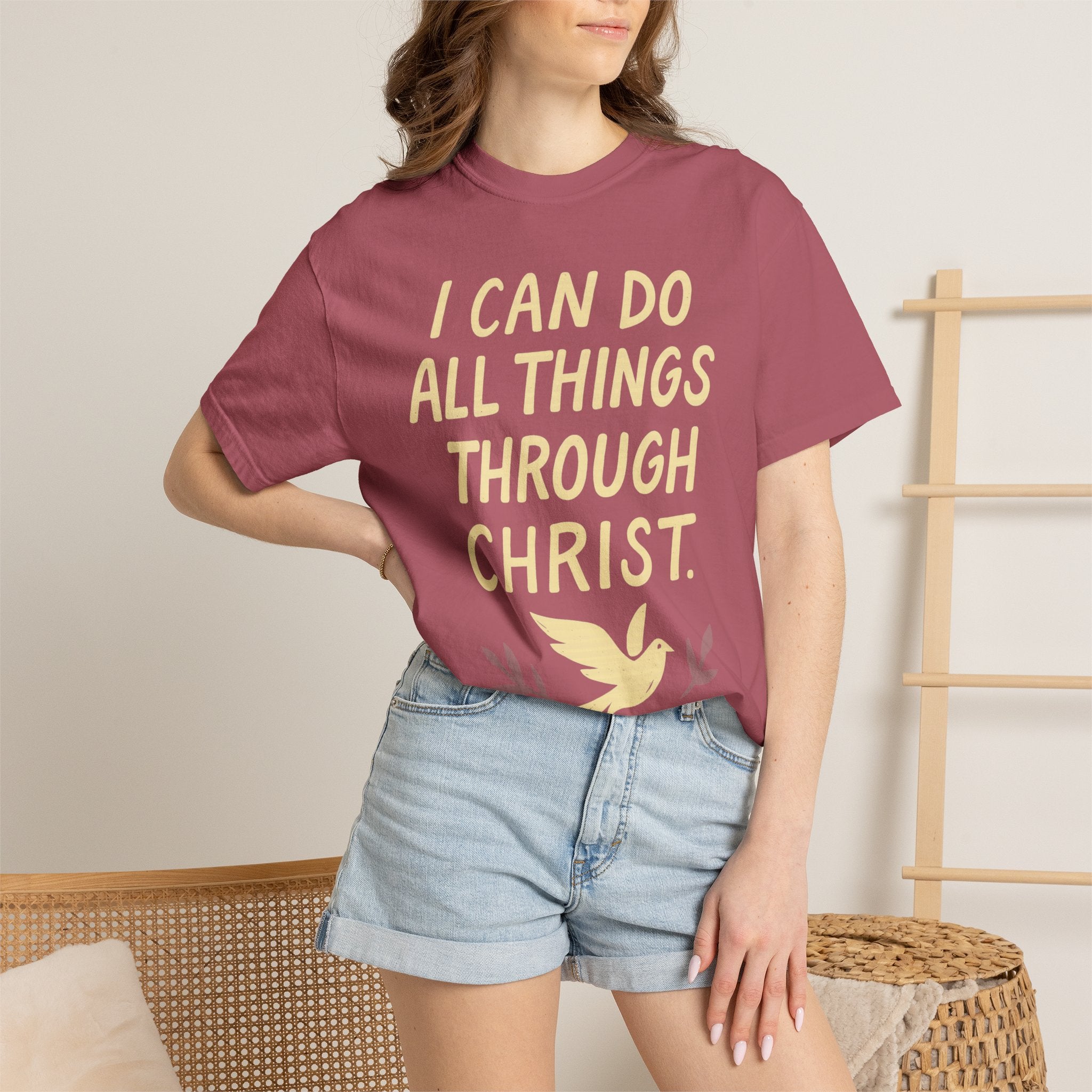 “I Can Do All Things Through Christ – Philippians 4:13” Unisex Garment-Dyed T-shirt