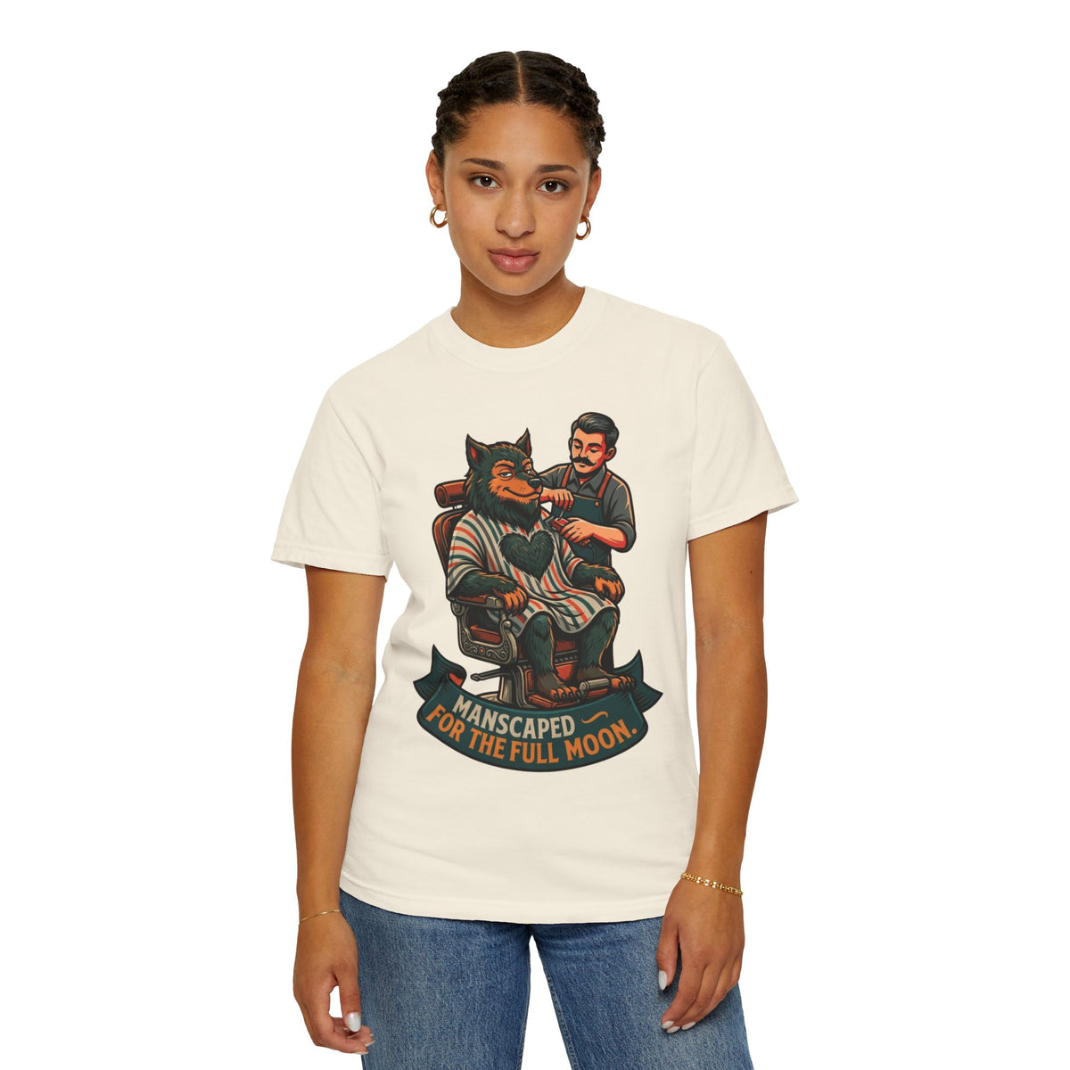 Color: Ivory | Manscaped for the Full Moon Unisex Garment-Dyed Tee